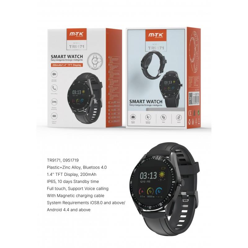 BT Smart Watch Bracelet, Waterproof, Support Calling, Color Screen, 200mAh, Gun Metal TR9171