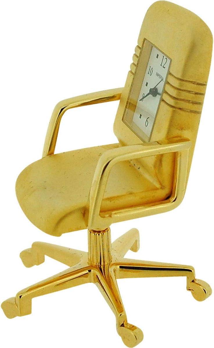 Miniature Clock Office Swivel Chair with Goldtone Plated Solid Brass IMP1047- CLEARANCE NEEDS RE-BATTERY