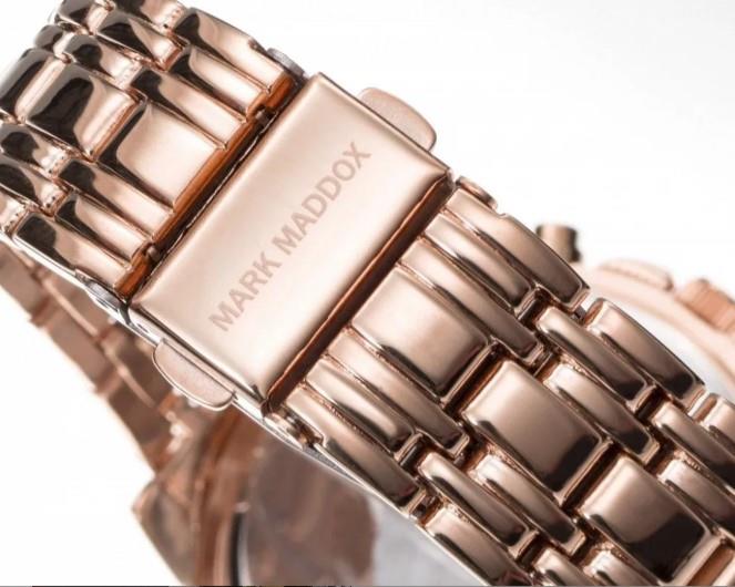 Mark Maddox Ladies Fashion Chronograph Day / Date Gold Plated Bling Dial Brown Bracelet watch - CLEARANCE NEEDS RE-BATTERY