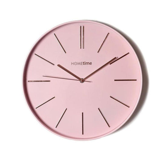 HOMETIME Matt Pink Clock with 3D Baton Dial - 28cm