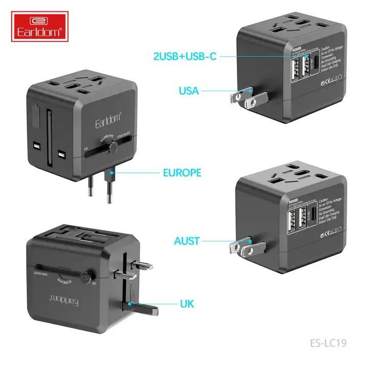 Earldom USB International Travel Adapter With Type C to USB 3.1 Adapter/Universal Travel Adapter