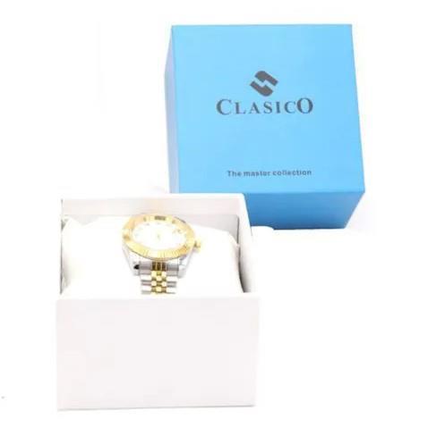 Clasico Ladies Water Resistant Round Bling Silver Dial Goldtone Metal Strap Bracelet Watch - CLEARANCE NEEDS RE-BATTERY