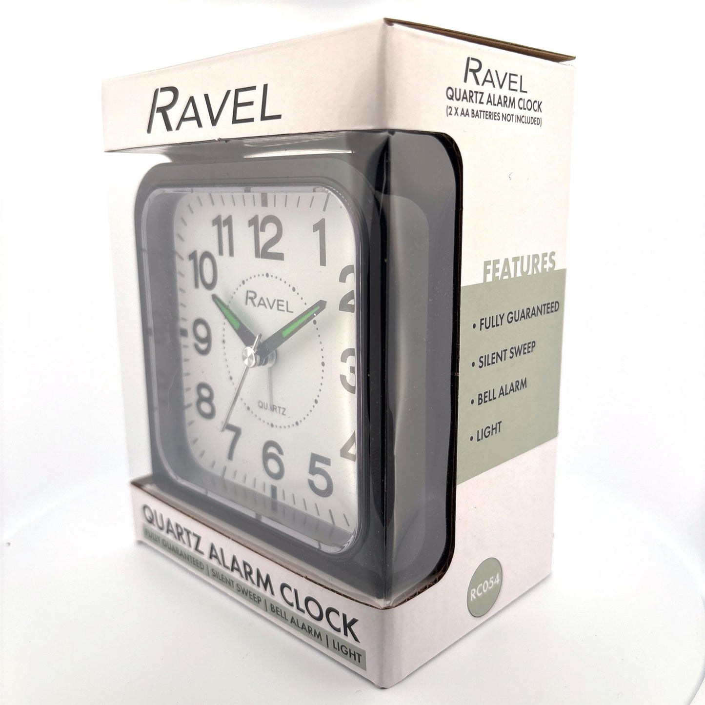 Ravel Bedside Quartz Mid Sized Bold Black Numbers Alarm Clock Black