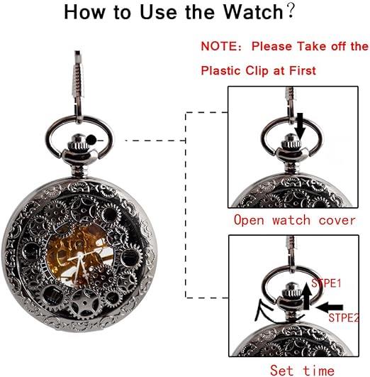 Mens & Ladies Mechanical Hand Winding Half Hunter Steampunk Bronze Pocket Watch