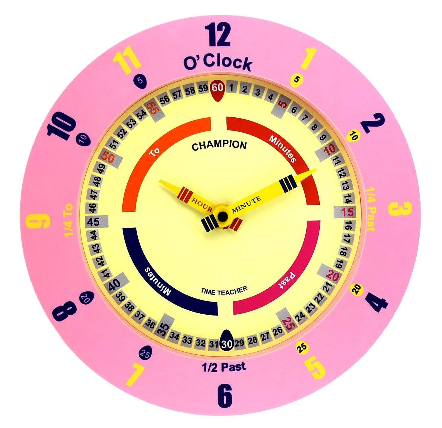 Champion Childrens Time Teacher Pink Wall Clock CTT370