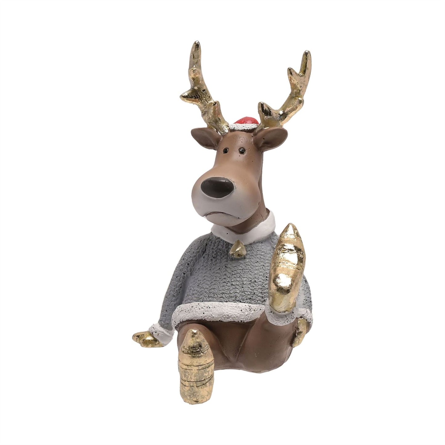 Sitting Reindeer Christmas Figurine