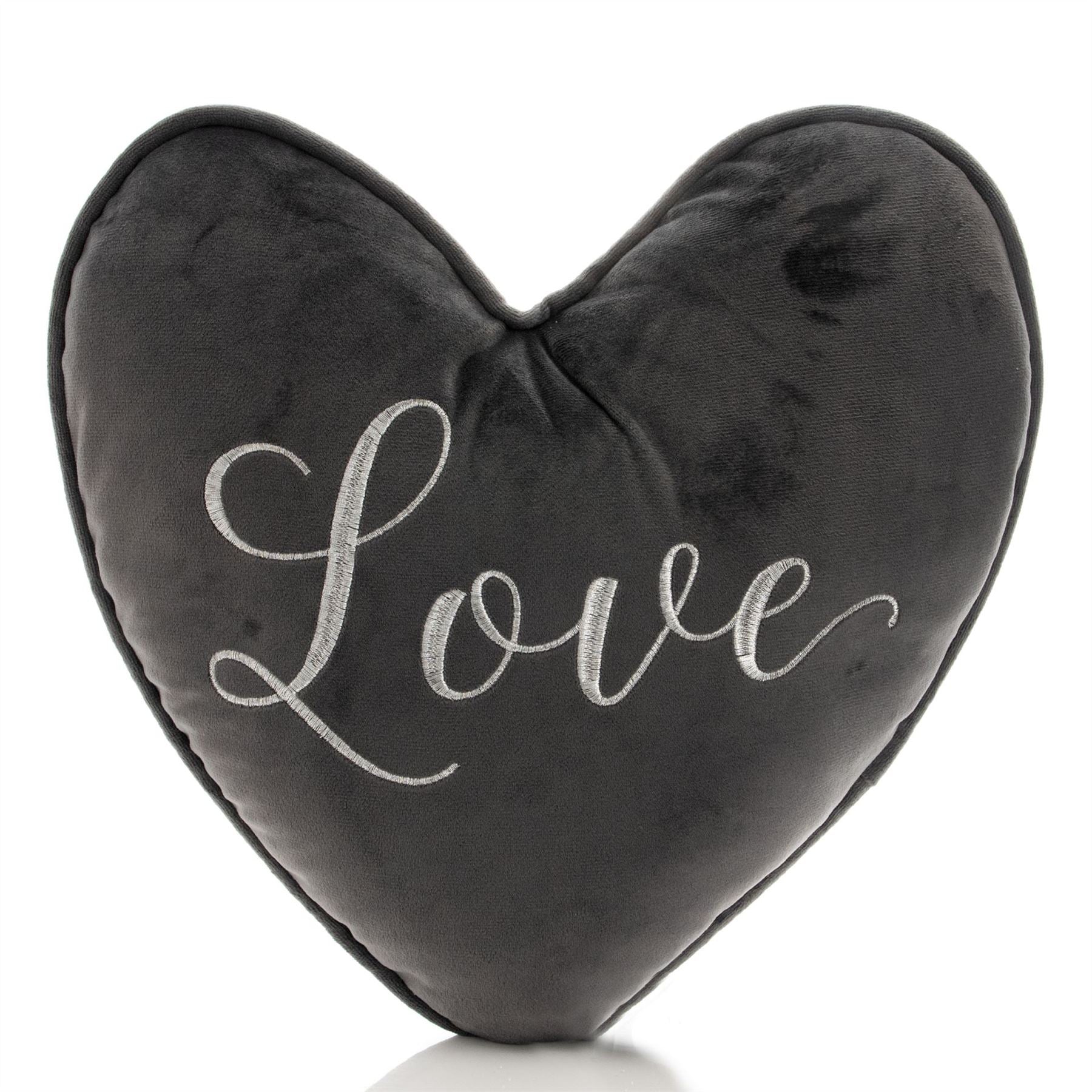 Hestia Grey Velvet Heart Shaped Cushion Love DK Wholesale Ltd