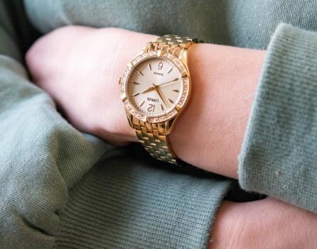 Lorus Ladies Bling Stone Set Gold Dial Bracelet Watch RG263WX9