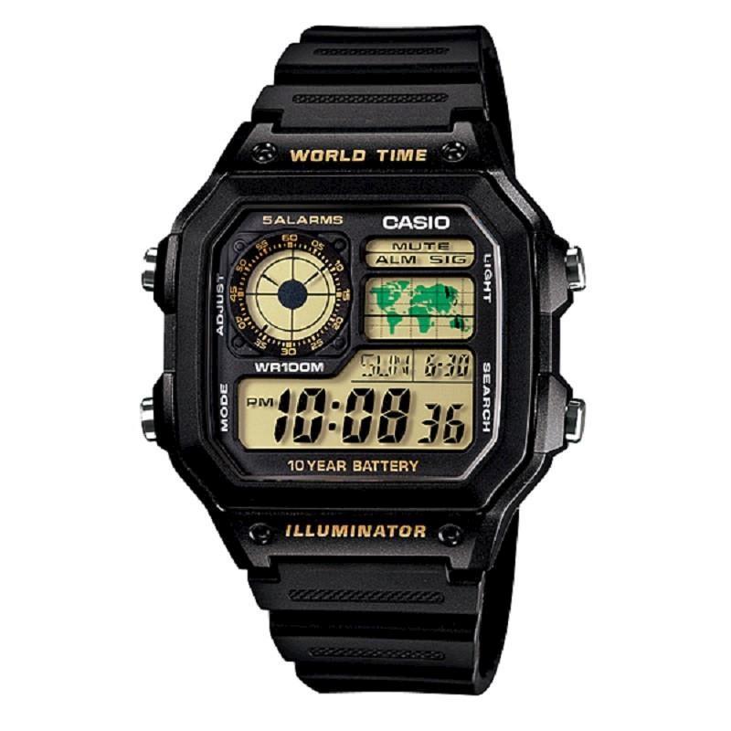 Casio Mens Digital World Time Alarm Rubber Strap Watch Available Multiple Colour