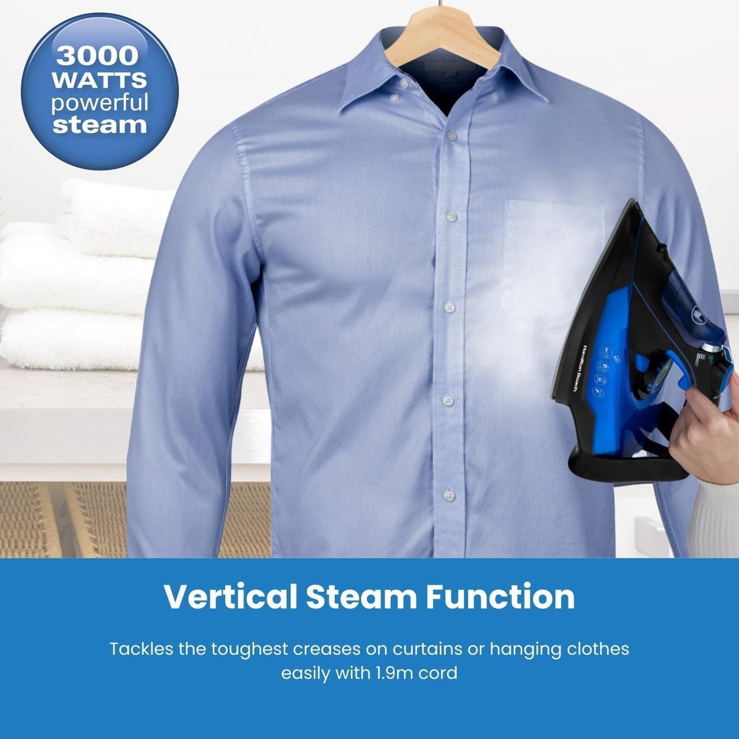 Hamilton Beach 3000W Pro Steam Max Iron - Blue & Black
