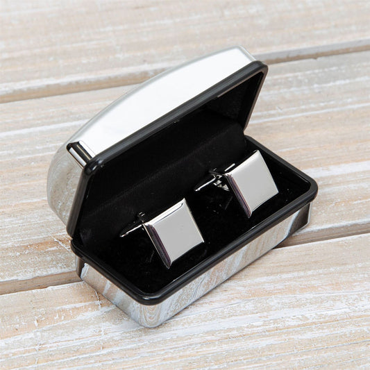 Plain Square Cufflinks in Engravable Box