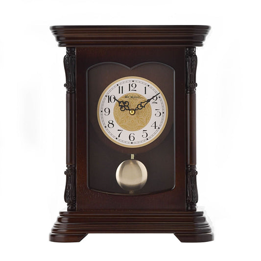 Wm. Widdop Wooden Mantel Clock with Pendulum Arabic Numerals