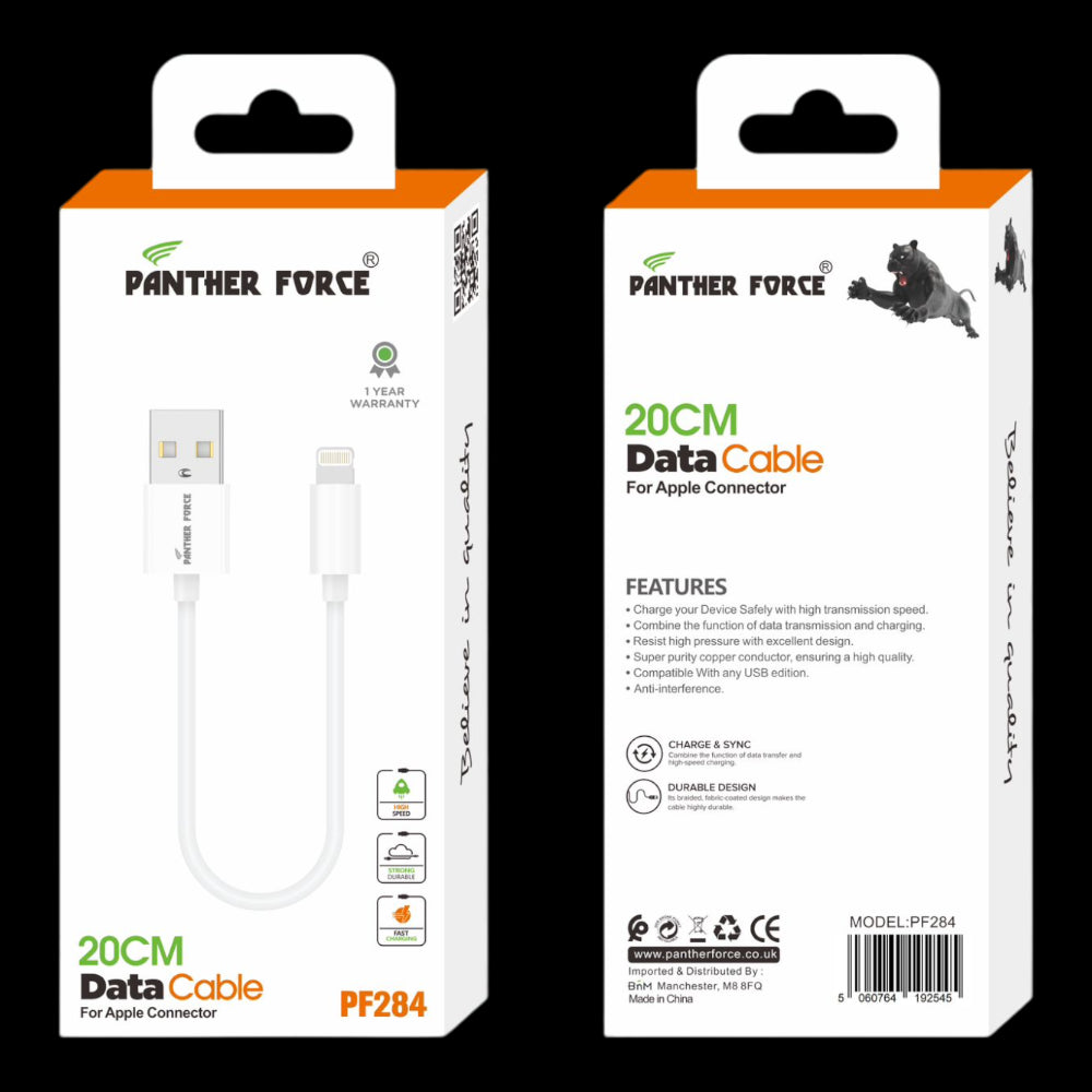 Panther Force 20cm Data Cable Apple Connector - Fast Charging and Data Transfer