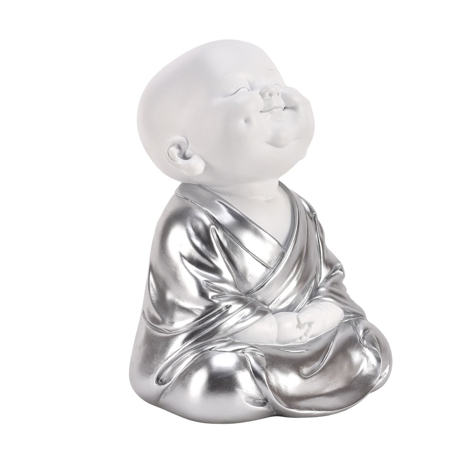 Hestia White & Silver Buddha - Hands on Knees