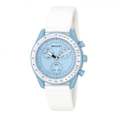 Henley Ladies Pastel Coloured Silicone Sports Watch White/Blue H06179.6
