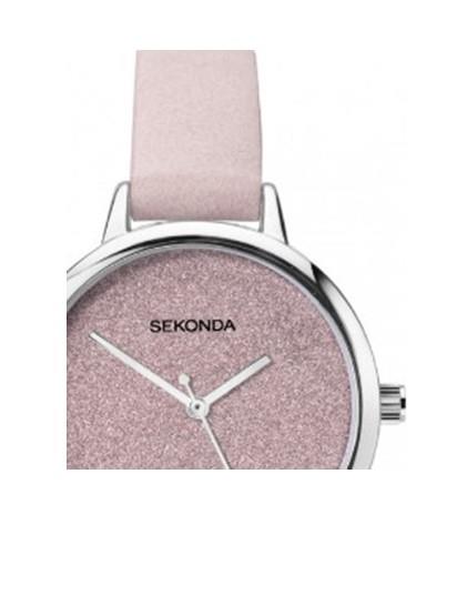 Sekonda Ladies Bling Glitter Dial With Pink Leather Strap Watch 2821