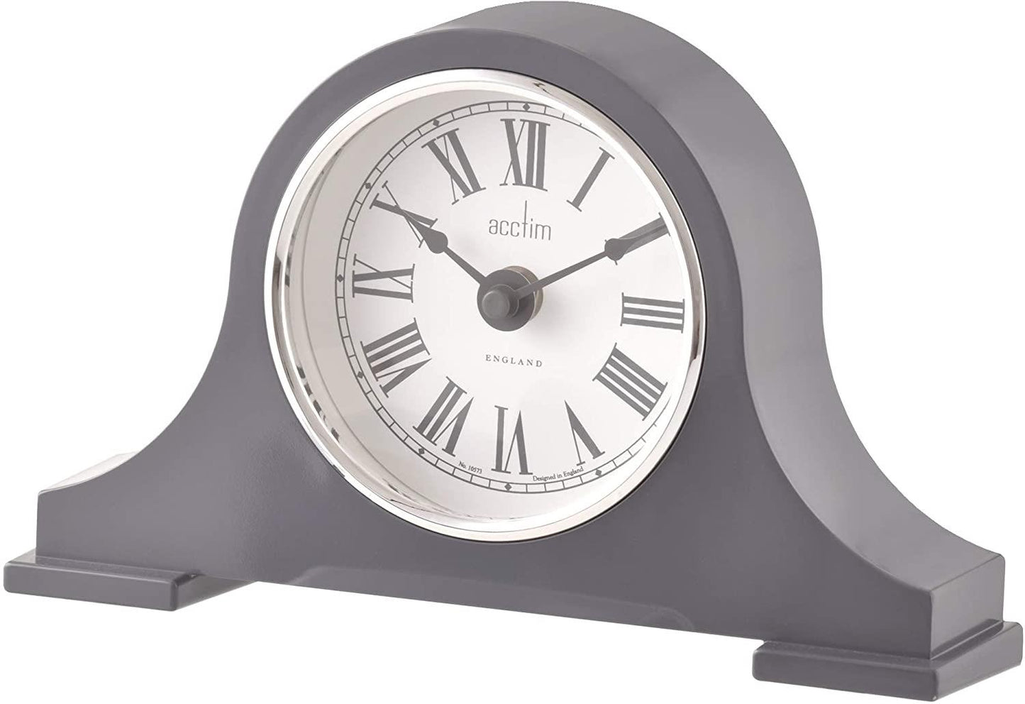 Acctim 36967 Napoleon Quartz Battery Mantle Mantel Clock in Aston Grey with Clear Roman Numerals 'Harston'