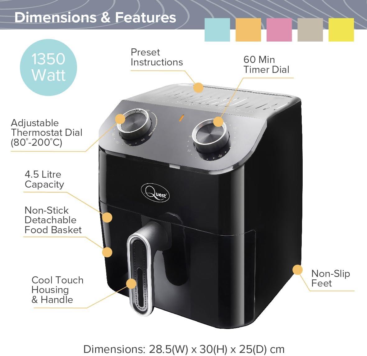 Quest 4.5L Manual Dial Air Fryer