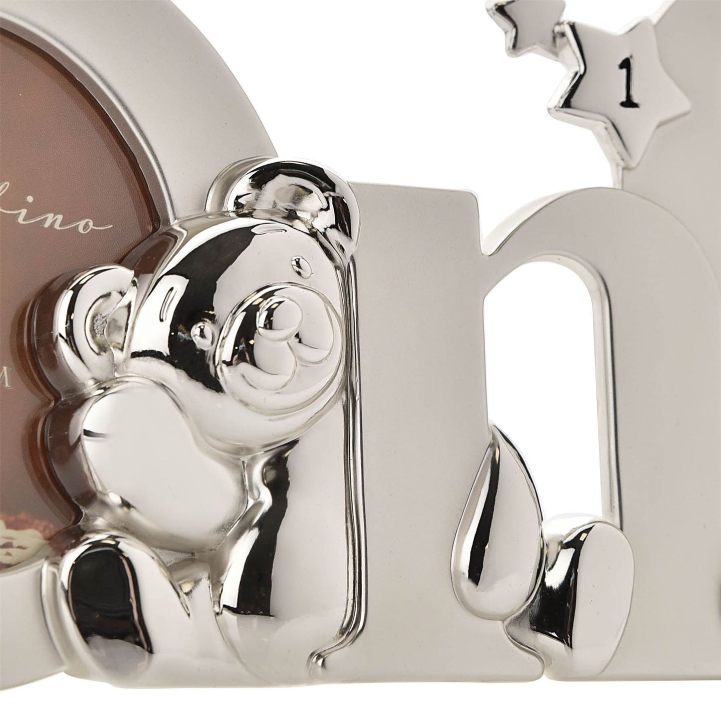 Bambino Silver effect Frame Cutout Letters 3" x 3 - 'One'