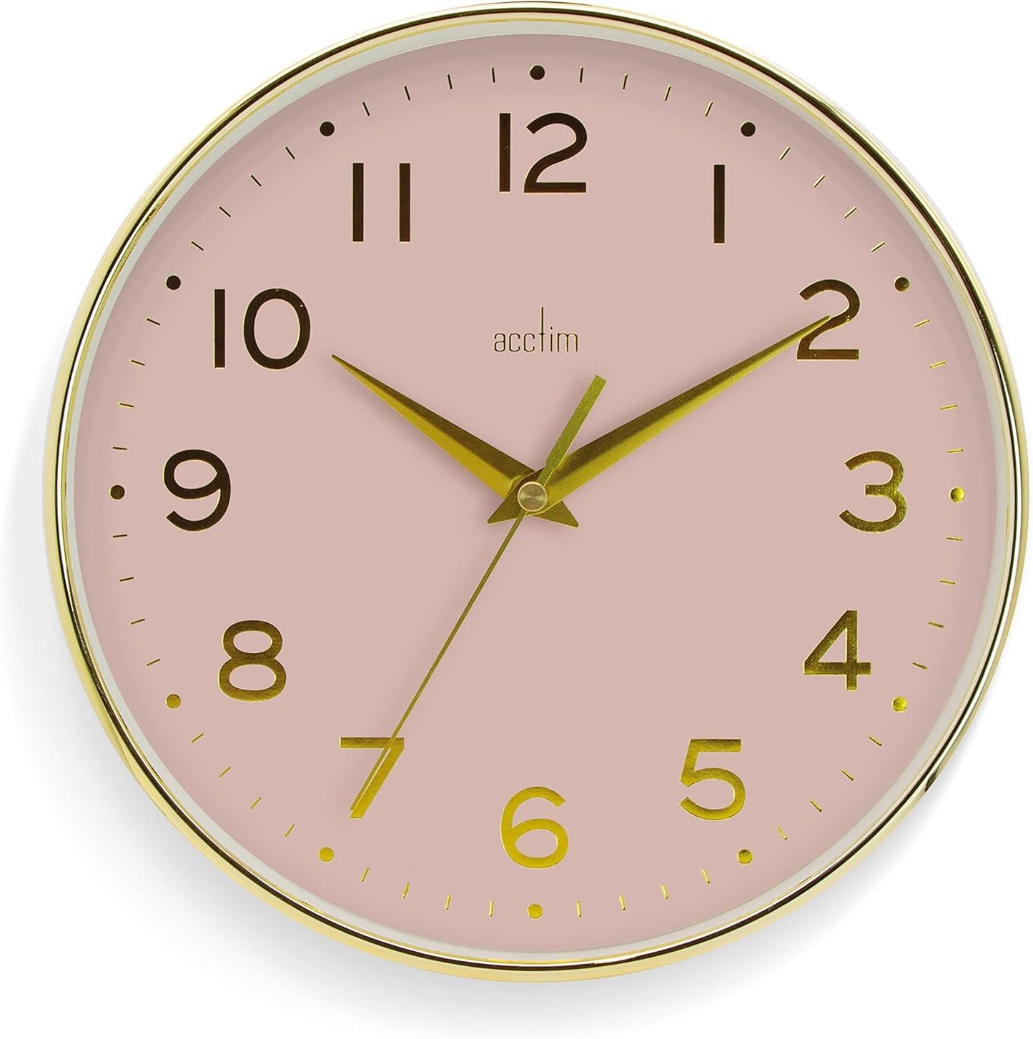 Acctim Rand 20cm Small Dial Foil Embossed Numbers Quartz Wall Clock Available Multiple Colour