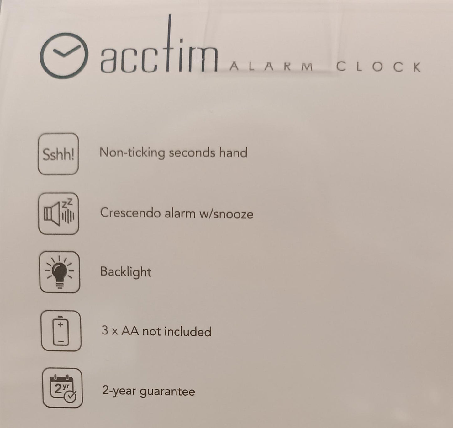 Acctim Micah Round Mid Sized Bedside Non Ticking Quartz Alarm Clock 1647 Available Multiple Colour