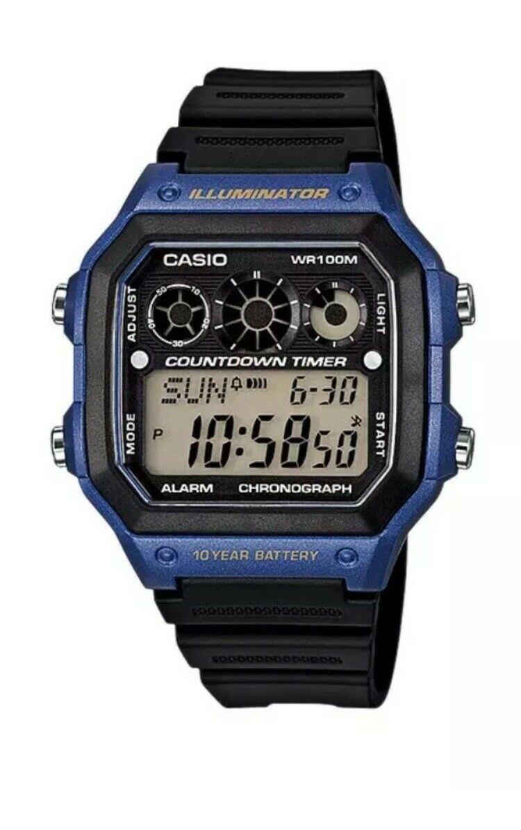 Casio Mens Digital World Time Alarm Rubber Strap Watch Available Multiple Colour