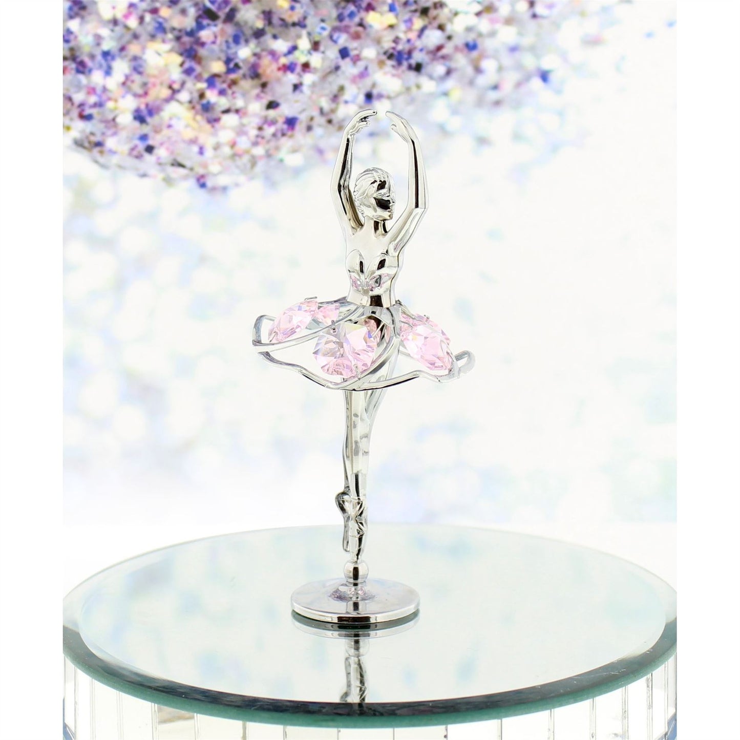 Crystocraft Chrome Plated Ornament Ballerina Pink Crystals *