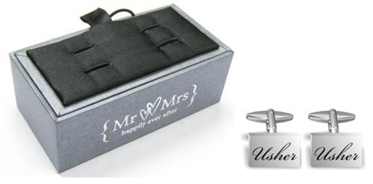 Mr & Mrs Black Engraved Cufflinks "Usher"