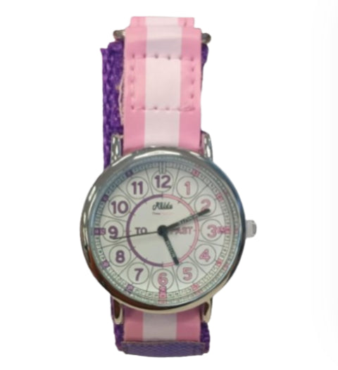 Relda Time Teacher Childrens Analogue Velcro Strap Girls Watch REL81 NEEDS BATTERY