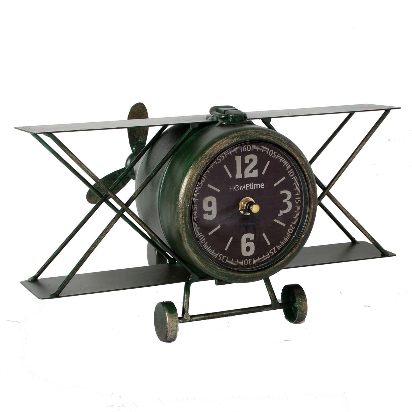 Hometime Metal Mantel Clock - Aeroplane Arabic Dial