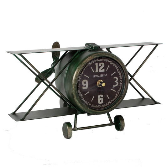 Hometime Metal Mantel Clock - Aeroplane Arabic Dial