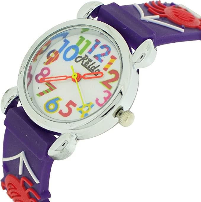 Relda Children's Big Number Analog Silicone Strap Girl's Watch REL10 Available Multiple Colour