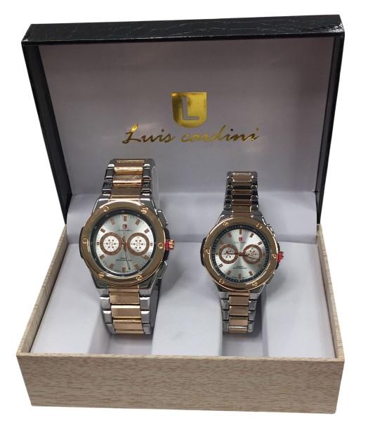 Luis Cardini Couple Mens & Ladies Fashion Dial & Bracelet Watch Gift Set