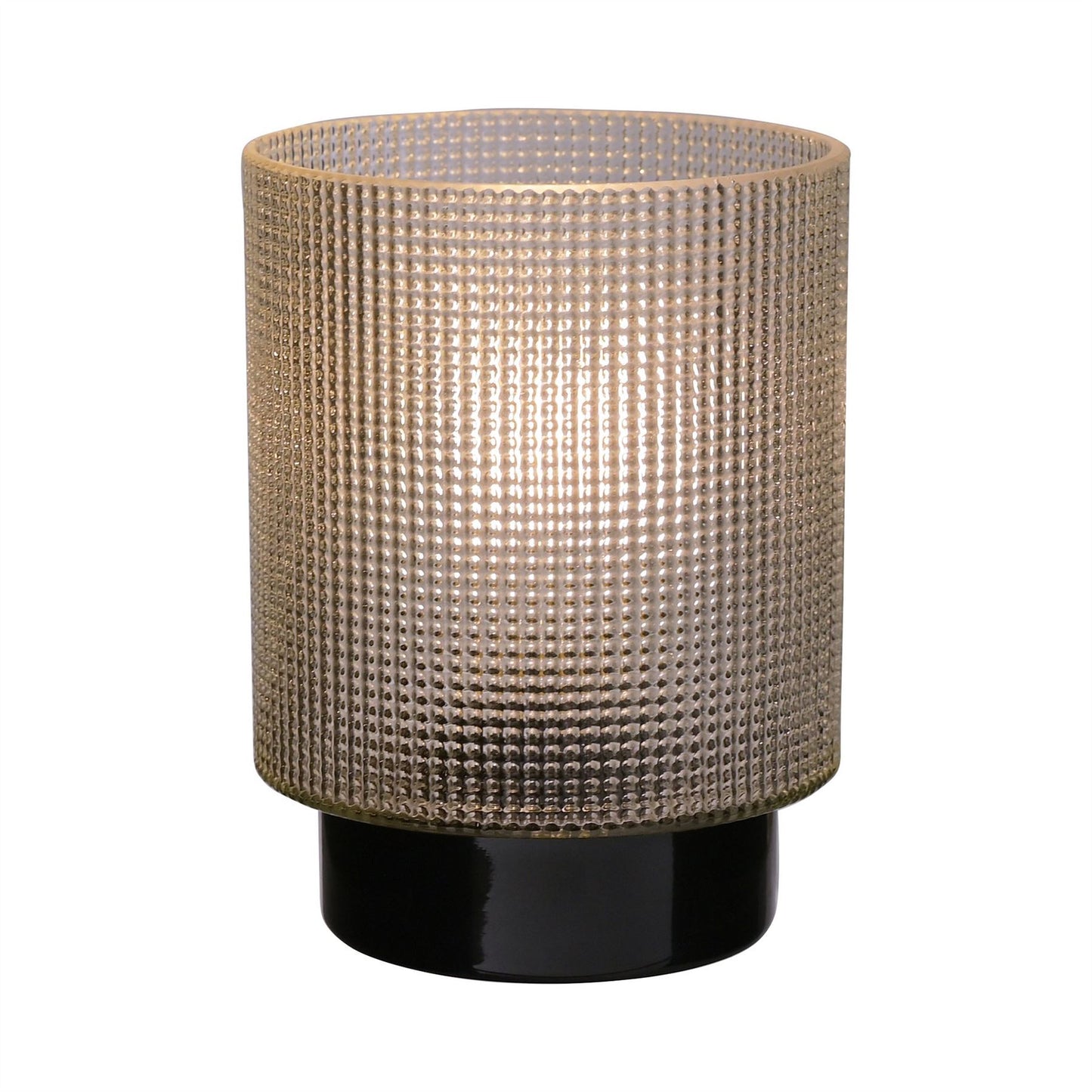 Hestia Battery Operated Textured Glass Lamp With Black Base 12cm x 16cm