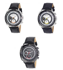 Henley Mens Polished Sports Leather Strap Watch H02214 Available Multiple Colour