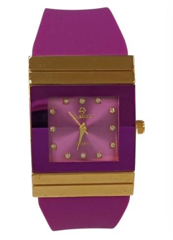 Clasico Ladies Water Resistant Bling Big Square Dial Rubber Strap WatcH Available Multiple colour
