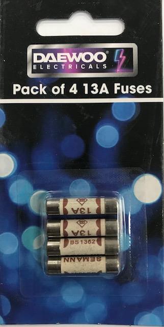 Daewoo 13A Mains Fuses card of 4
