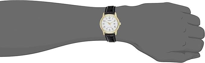 Casio Mens Basic Big Number Dated White Dial Black leather Strap watch