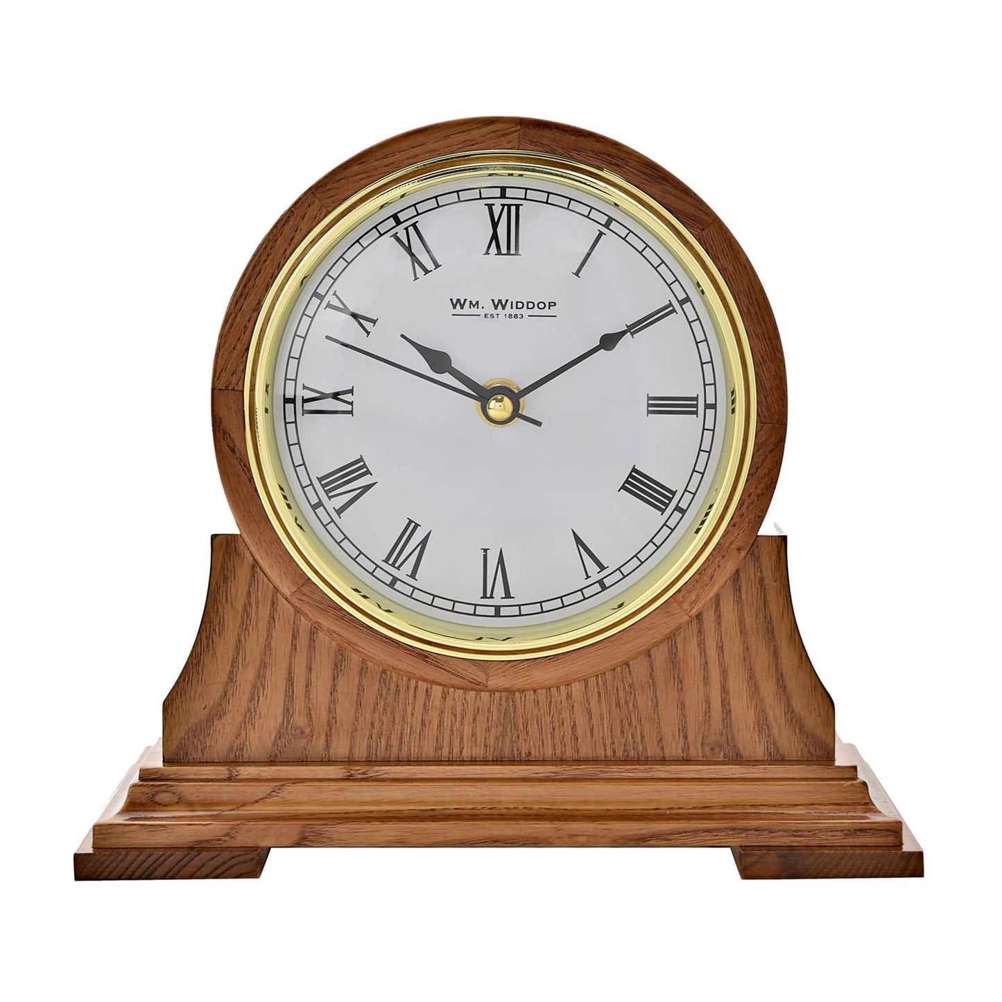 Wm Widdop Wooden Barrel Mantel Clock 23cm