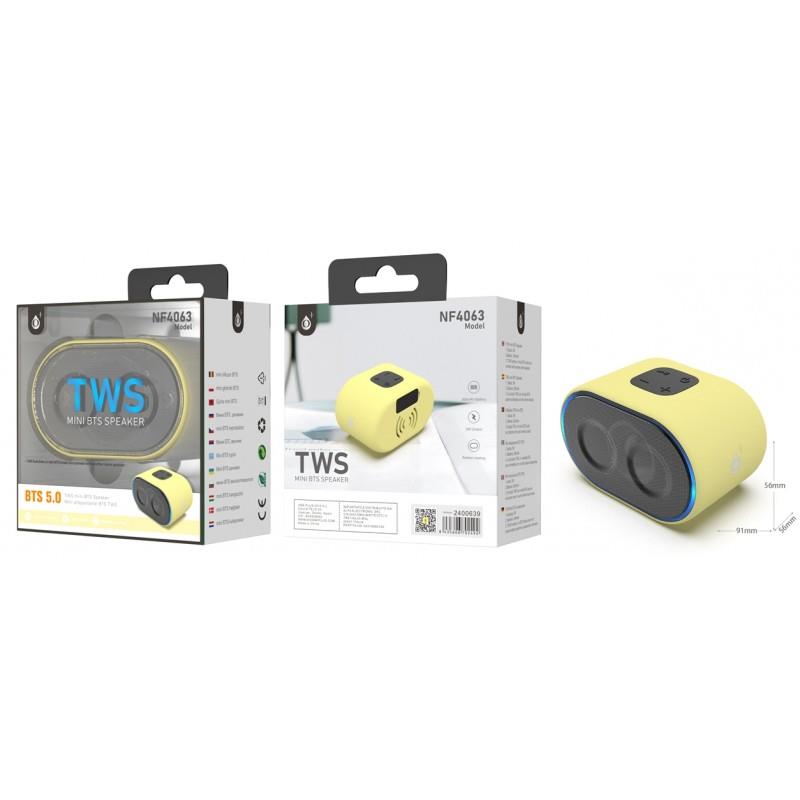 Mini Bluetooth TWS Speaker Candy, 3W, 300mAh, LED Light, BTS 5.0, Yellow