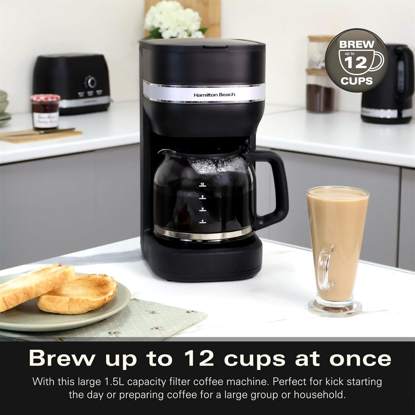 Hamilton Beach Ella 1.5L Filter Coffee Machine Matte Black