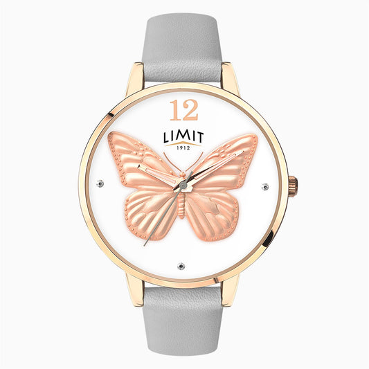 Limit Ladies Fashion Secret Garden Rose Gold Case Grey PU Strap with White Dial Watch 6284