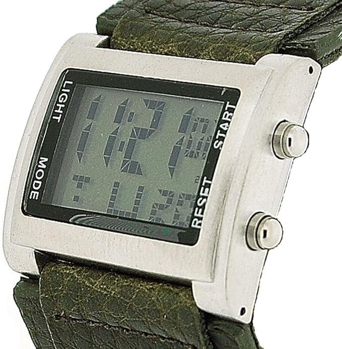 Retro Mens Square Digital Green Rubber Strap Wrist Watch RETRO-10B - CLEARANCE NEEDS RE-BATTERY