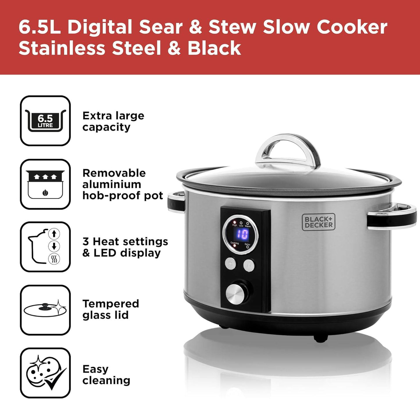 Black+Decker 6.5L Digital Slow Cooker