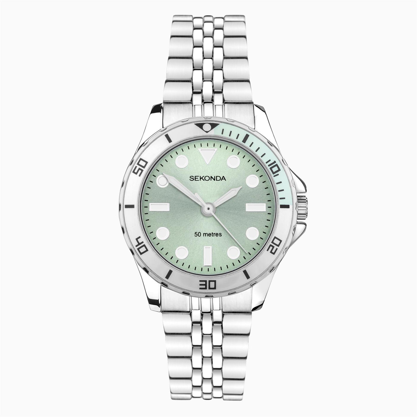 Sekonda Ladies Balearic Silver Alloy Case & Stainless Steel Bracelet with Green Dial Watch