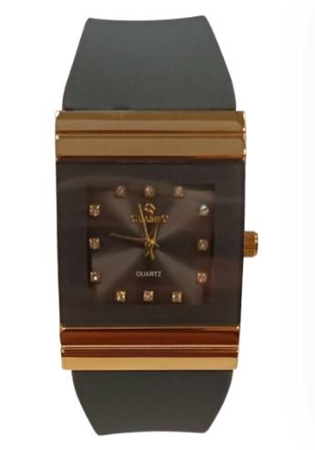 Clasico Ladies Water Resistant Bling Big Square Dial Rubber Strap WatcH Available Multiple colour