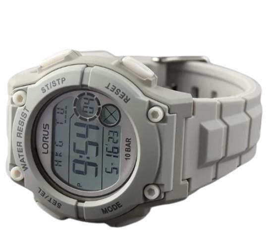 Lorus Mens Digital Black Day/Date Dial Grey Rubber Strap Watch R2335PX9