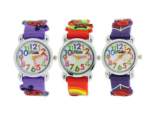 Relda Children's Big Number Analog Silicone Strap Girl's Watch REL10 Available Multiple Colour