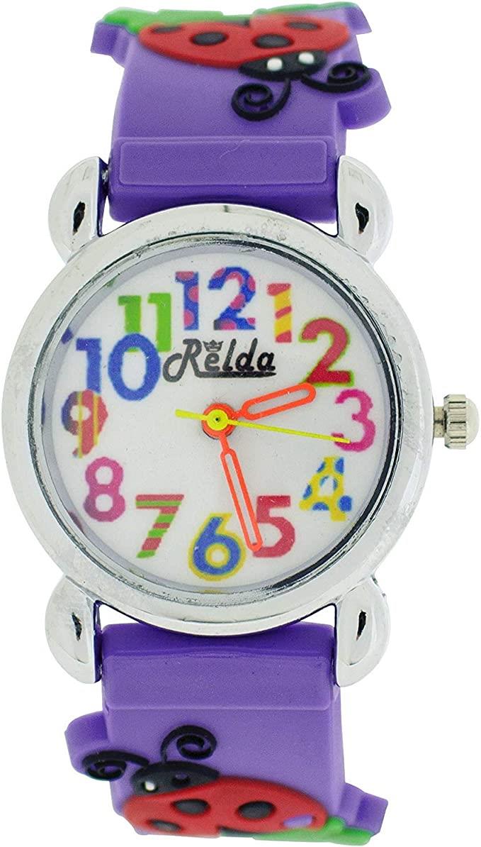 Relda Children's Big Number Analog Silicone Strap Girl's Watch REL10 Available Multiple Colour