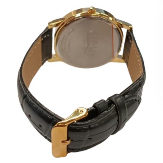 Limit Mens Basic Black Dial Golden Number with Black Faux Leather Dress Watch